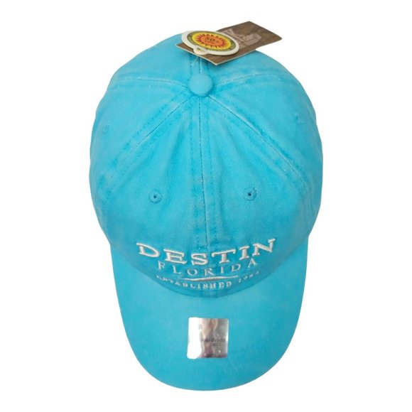 DK Embroidery Destin Florida Light Blue Strapback Cap 50+ UPF Baseball Hat NEW - Picture 6 of 13